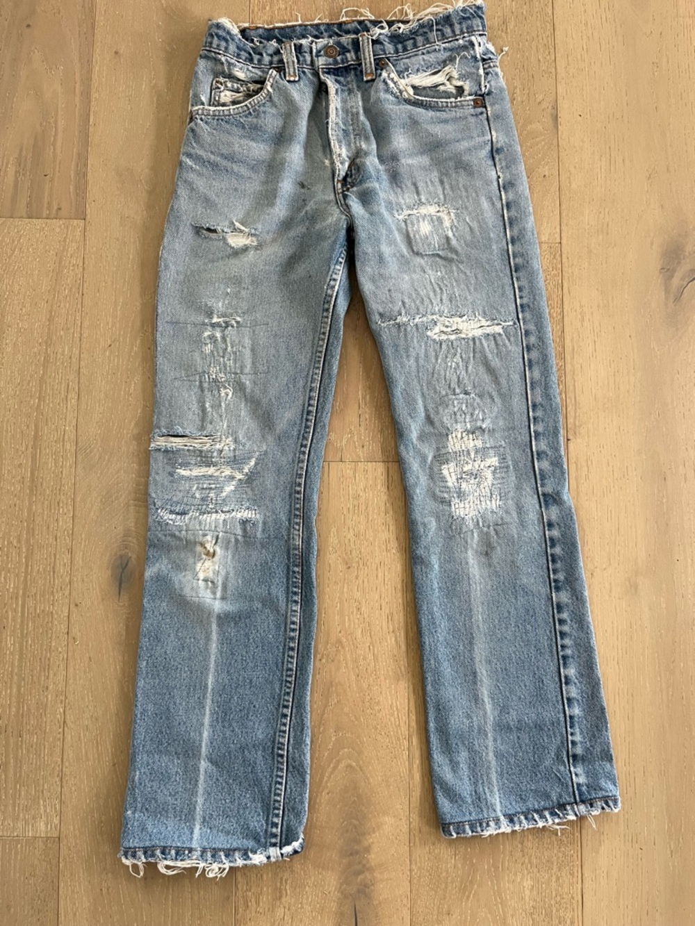 Levi's Vintage Light Blue Distressed Re-Worked 517 Jeans